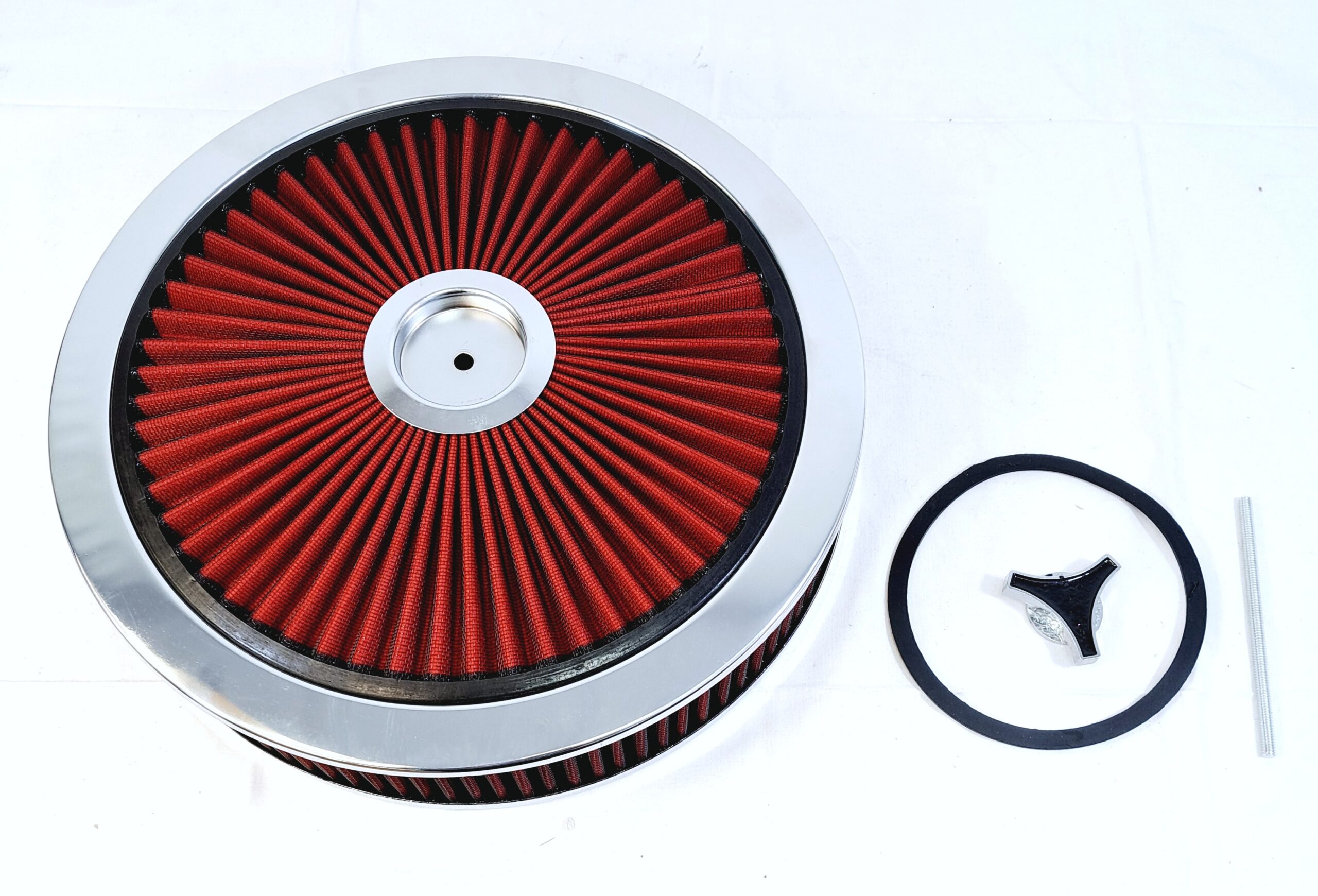 Luftrenare race stil rött/krom 3"